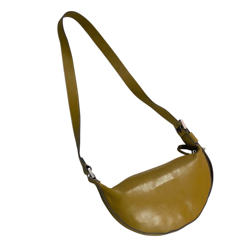 Allsaints Half Moon Leather Crossbody in Bronze Green with Silver Hardware - Picture 7 of 12